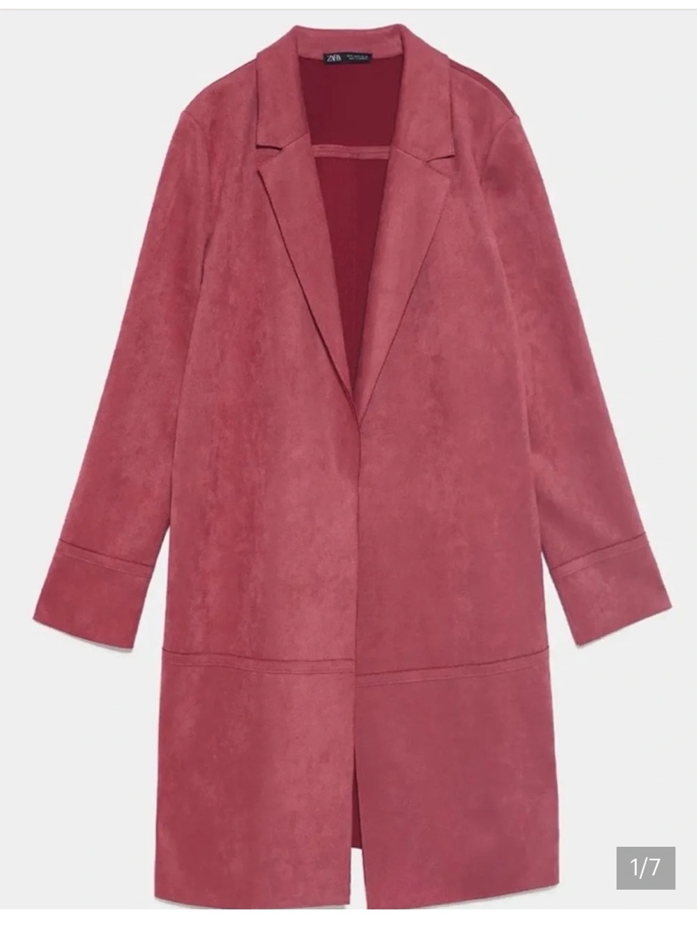 Zara Rose Suede-Look Open Front Trench Coat